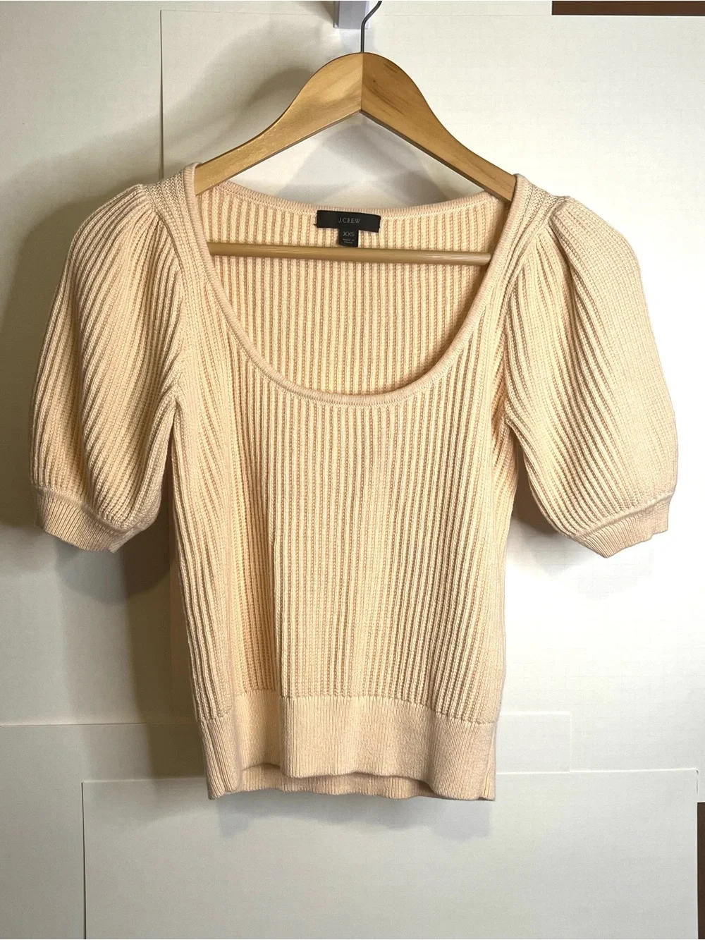 J. Crew Women’s Size XXS Light Peach Ribbed Scoop Neck Sweater Top